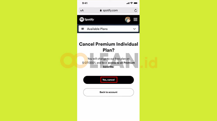 Konfirmasi Pembatalan Berlangganan Spotify Premium